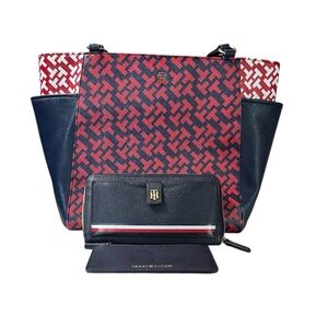 Tommy Hilfiger Red, White, and Blue Women's Tote Bag,  Wallet, and Cardholder